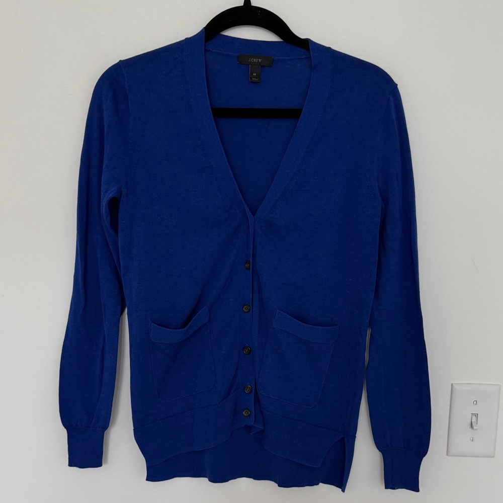 J. Crew Royal Blue 100% Cotton Women's Cardigan - Size XS